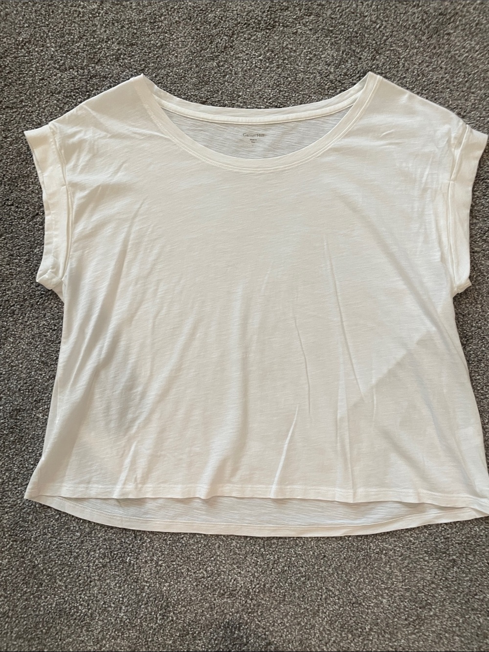 Garnet Hill Short Sleeve Scoop Neck Top - White
